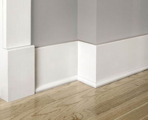 Baseboard Craftsman, Craftsman Style Crown Molding, Craftsman Style Baseboards, Moulding Styles, Millwork Ideas, Den Den, Modern Baseboards, Farmhouse Trim, Baseboard Styles