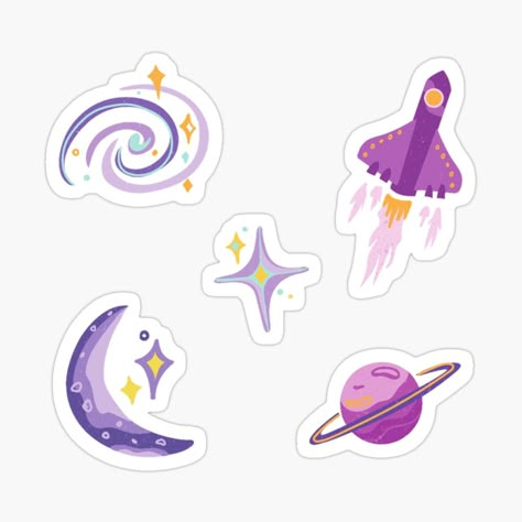 Space Aesthetic Stickers, Purple Objects, Minimalistic Icons, Butterfly Hair Cut, Disney Stickers Printables, Pola Jaring, Purple Stickers, Space Objects, Space Stickers