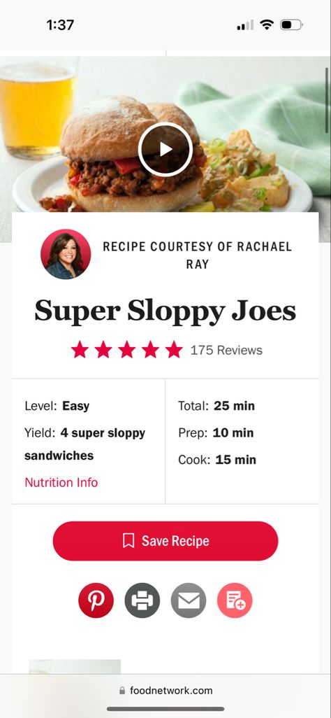 Rachel Ray Sloppy Joe Recipe, Rachael Ray Sloppy Joe Recipe, Rachel Ray Sloppy Joes, Rachel Ray 30 Minute Meals, Sloppy Joe Mix, Rachel Ray Recipes, Bbq Turkey, Homemade Sloppy Joes, Rachael Ray Recipes