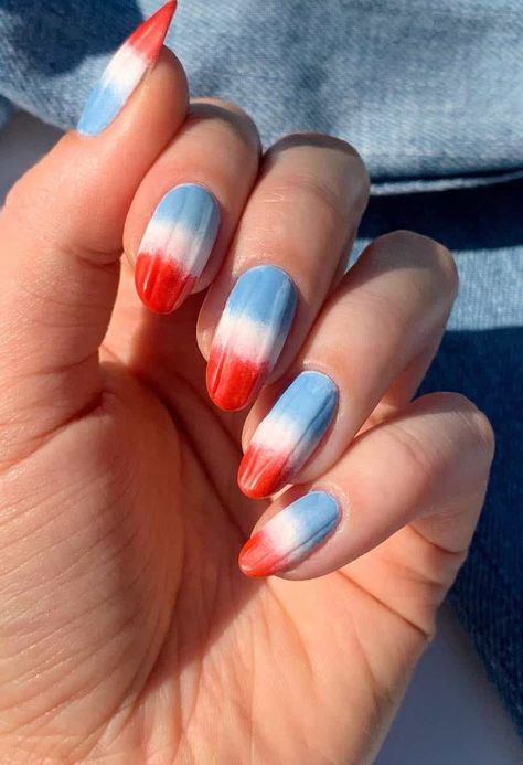 Memorial Day Nails, Red White And Blue Nails, 4th Of July Nail Designs, White And Blue Nails, July Nail Designs, 4th Nails, 4th Of July Nail, Patriotic Nails Design, Firework Nails