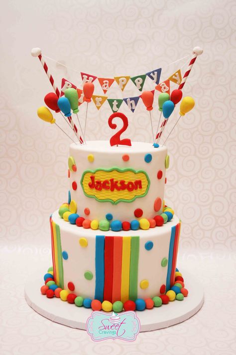 Cakes From Disney Movies, Colors Cake Birthday, Ballon Theme Cake, Primary Colors Birthday Cake, Colorful 1st Birthday Cake, Primary Colors Cake, Colourful 1st Birthday Cake, Colorful First Birthday Cake, Bright Colored Birthday Cake