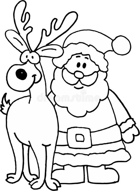 Santa Claus with reindeer stock vector. Illustration of holiday - 6623736 Santa And Reindeer Drawing, Reindeer Drawings, Santa Claus Drawing Easy, Reindeer Drawing, Santa Claus Drawing, Santa Claus And Reindeer, Easy Christmas Drawings, Xmas Drawing, Santa Coloring Pages