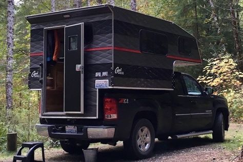 Review of the Capri Retreat Truck Camper Lightweight Truck Campers, Small Truck Camper, Black Truck, Truck Bed Camper, White Vans, Portable Toilet, Adventure Gear, Truck Camping, Truck Camper