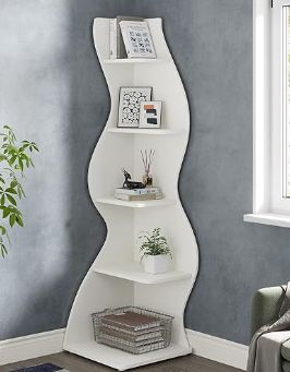 📚🌱💚 ✨ Key Features: 1️⃣ Unique Design: The curvy and groovy shape adds a playful twist to any room, making it a conversation starter. 2️⃣ Versatile Functionality: Use it to showcase your favorite books, art pieces, or create a plant haven for your leafy friends. 3️⃣ Space-Saving Wonder: Maximize your corner space with this elegant shelving solution. As an Amazon Associate I earn from qualifying purchases. Step Bookcase, Shelving Unit Bedroom, Corner Bookshelf, Shelf Modern, Wall Corner, Corner Bookshelves, Small Bookcase, Restroom Decor, White Bookcase