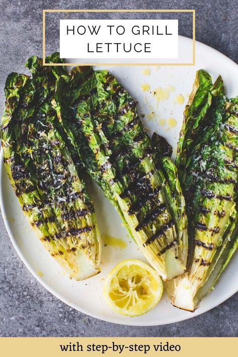 Grilled Romaine Salad Recipes, Grilled Romaine Lettuce, Grilled Romaine Salad, Grilled Salad, Grilled Romaine, Vegan Salad Dressing, Romaine Salad, 5 Minute Meals, Salad Recipes Video