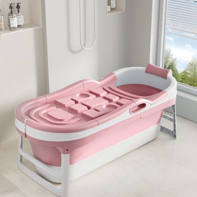 Portable Bathtub - 58" Foldable Collapsible Bathtub for Adult - Free Standing Sweat Steaming Bath, Hot Bath, Ice Bath, Soaking Tub with Lid & Headrest (Pink) MYDUD | MYDUD Portable Bathtub,58" Foldable Collapsible Bathtub for Adult, Free Standing Sweat Steaming Bath | 58.27" L X 25.59" W X 20.47" H | Wayfair Diy Portable Bathtub, Collapsible Bathtub, Free Standing Bathtub For Plus Size People, Mini Bathtub Overstock, Collapsible Bathtub For Adults, Foldable Bathtub, Portable Bathtub, Environmentally Friendly Living, Ice Bath