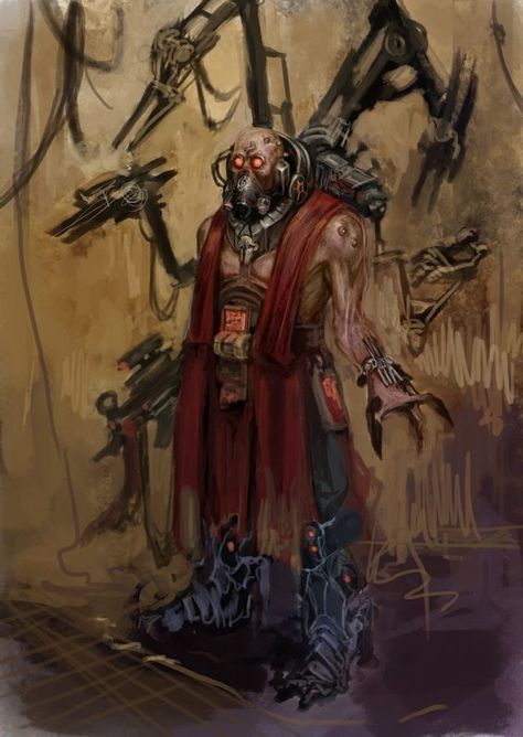 Mechanic Servitor 40k Servitor, Warhammer Mechanicus, 40k Mechanicus, Warhammer 40k Rpg, Dark Mechanicus, Space Opera Art, Dark Heresy, Fallout Concept Art, Adeptus Mechanicus