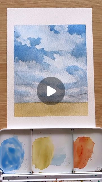 Mallery Jane on Instagram: "How to paint clouds #watercolor #arttutorial #watercolortutorial #arttips #watercolorbeginner #watercolorlandscape" Painting Clouds Watercolor, Cloud Watercolor Paintings, Watercolor Art Sky, Watercolor Clouds Tutorial, Easy Watercolor Paintings Landscapes, Watercolor Art Videos, Cloud Painting Tutorial, Clouds In Watercolor, Mallery Jane