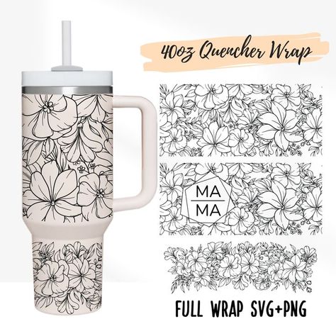 ⬆️Tap the link for more!⬆️#tumblerwraptemplate #customtumblerwraps #tumblerdesigns #sublimationtumblerwraps #tumblerwrapideas #tumblercrafts #diytumblerwraps #tumblerart #tumblerwrapsdownload #digitaltumblerwraps4 Designs 40oz Quencher Stanley tumbler wrap Line Flower and Leaves Floral | Wildflower cut fil Stanley Quencher Cricut, Tumbler Template Free Printable, Stanley Cup Wrap, Cricut Stanley Cup, Svg Tumbler Designs, Free Tumbler Wrap Svg Files For Cricut, Stanley Cup Wrap Svg, 30 Oz Tumbler Wrap Template, Cricut Stanley Cup Ideas