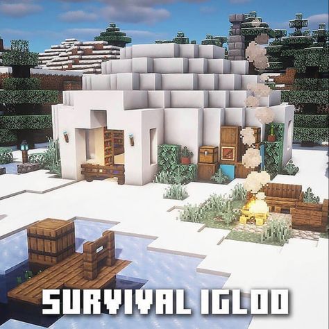 Minecraft Ice Castle, Survival Necessities, Mansion Minecraft, Minecraft Building Ideas, Minecraft House Ideas, Rumah Minecraft Sederhana, Minecraft Mansion, Minecraft Interior Design, Minecraft House Plans