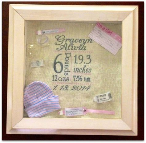 Newborn Shadow box Newborn Shadow Box Ideas, Diy Newborn Shadow Box Ideas, Shadow Box Ideas For Newborn, Boy Shadow, Newborn Shadow Box, Newborn Keepsake Box Shadows, Shadowbox Birth Stats, Baby Template, Baby Shadow Box