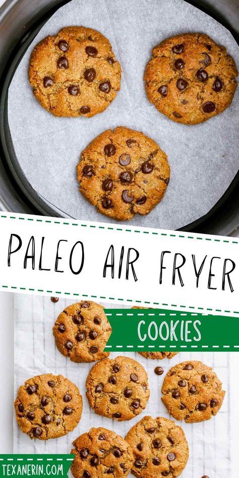 Paleo Air Fryer Cookies - Texanerin Baking Air Fryer Baking Recipes Healthy, Paleo Air Fryer Dessert, Air Fryer Cookies Healthy, Paleo Airfryer Recipes, Air Fryer Almond Flour Cookies, Almond Flour Air Fryer Recipes, Air Fryer Aip Recipes, Aip Air Fryer Recipe, Healthy Air Fryer Desserts