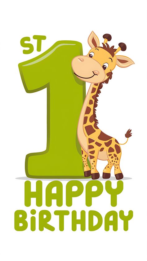 Free Happy 1st Birthday Giraffe Birthday Cartoon Images, Happy Birthday Cartoon Images, Happy Birthday Cartoon, Birthday Giraffe, Animal Theme Birthday, Kids Cartoon Characters, Baby Animal Drawings, Birthday Cartoon, First Birthday Cards