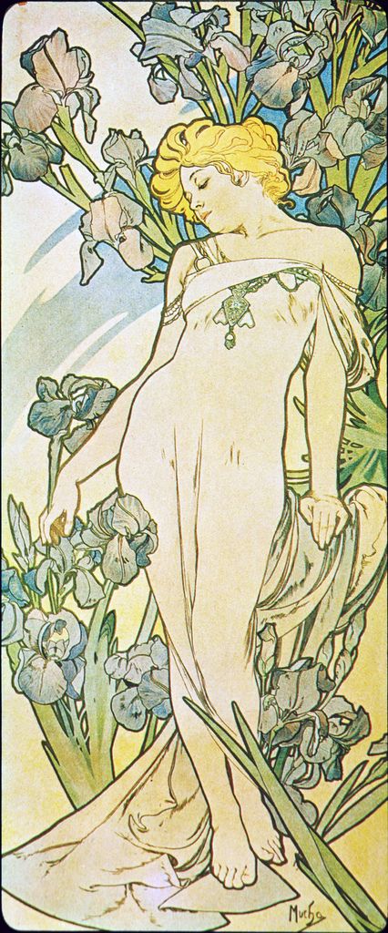 Alphonse Mucha - P9 L 'Iris/Iris, 1897. | P9 L 'Iris/Iris, 1… | Flickr Floral Goddess, Flower Postcard, Vintage French Posters, Illustration Art Nouveau, Alphonse Mucha Art, Mucha Art, Behind Blue Eyes, Alfons Mucha, Art Nouveau Illustration