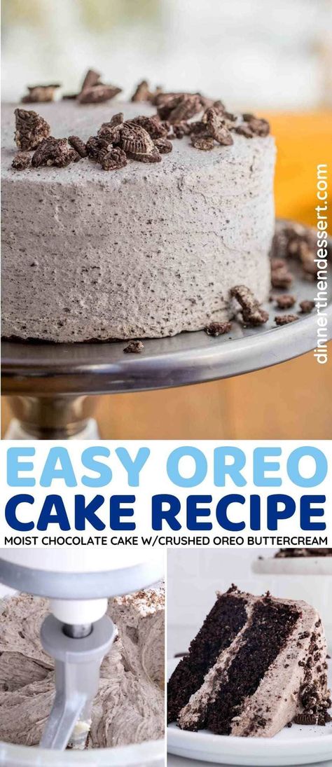 Oreo Cake With Buttercream Frosting, Two Layer Oreo Cake, Oreo Buttercream Cake, Oreo Caramel Cake, Oreo Cake Box Recipe, Oreo Cookie Birthday Cake, Oreo Birthday Cake Recipe, Homemade Cake Recipes From Scratch Easy, Birthday Cake Recipes Easy Homemade