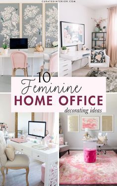 Feminine Decorating Ideas, Female Home Office, Office Decor Ideas For Women, Feminine Office Space, Feminine Home Office Classy, Office And Laundry Room, Small Office Organization, Efficient Home Office, Feminine Office Decor