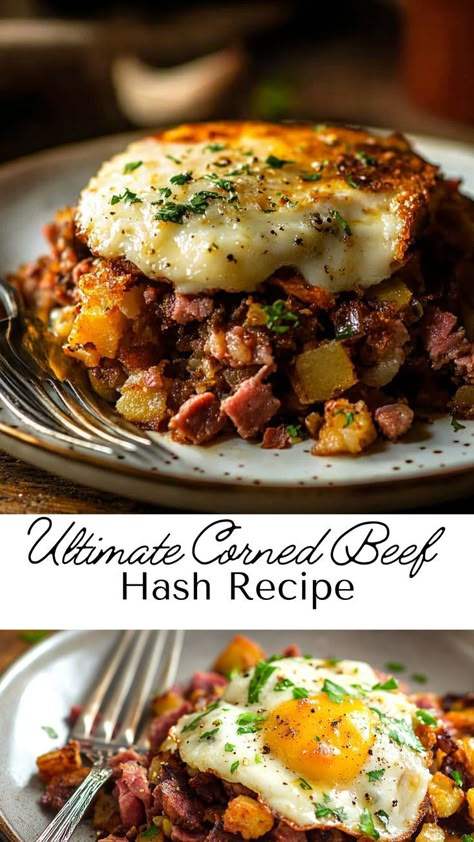 Enjoy the classic flavors of corned beef hash, where crispy golden potatoes meet tender beef. Perfect for a filling breakfast or brunch. Breakfast Brisket, Roast Beef Hash, Ham Hash, Beef Hash Recipe, Study Food, Corned Beef Hash Recipe, Golden Potatoes, Beef Steak Recipes, Hash Recipe