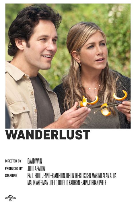 Jennifer Aniston Movie Posters, Jennifer Aniston Wanderlust, Wanderlust Movie, Polaroid Movie Poster, Judd Apatow, Alan Alda, Jennifer Aniston Style, Jordan Peele, Kathryn Hahn