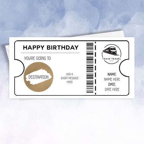 Personalised Surprise Birthday Card | Personalised train ticket | Faux Fake train Pass For Surprise Destination Trip by SquidgeMakes on Etsy Fake Ticket, Train Ticket, Train Tickets, Scratch Card, Short Messages, Face Light, Birthday Surprise, Unique Cards, Weekend Getaway