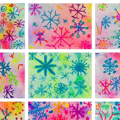 Winter Art Lesson, Winter Art Projects, Neon Painting, Winter Watercolor, December 19, Watercolor Art Lessons, Middle School Art, Oil Pastels, 7th Grade