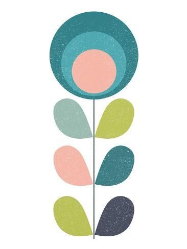 size: 12x9in Art Print: Mid Century Modern Teal Flower I by Anita Nilsson : Hipster Art, Mixed Media Illustration, August 1st, Teal Flowers, Art Print Display, Modern Flower, Mid Century Art, Find Art, Custom Framing