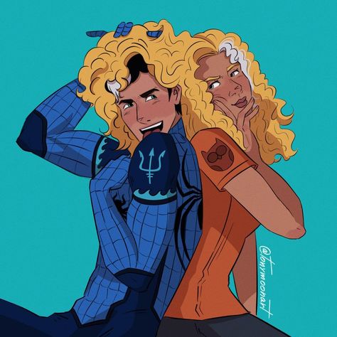 Tony 🌊 on Instagram: “Percabeth in Spiderverse 😜🕷🌊 . . . #spiderman #fanart #percyjackson #percabeth #annabethchase #percabethfanart #percyjacksoniscoming…” Spiderman Au, Percabeth Fan Art, Spiderman Fanart, Spiderverse Spiderman, Ya Literature, Pjo Hoo, Percy Jackson Fan Art, Annabeth Chase, Percabeth