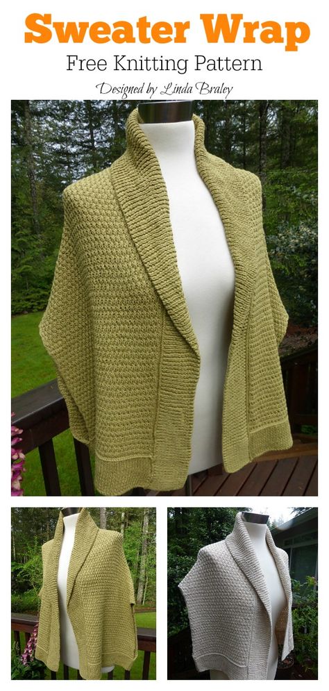 Sweater Wrap Knitting Pattern, Knitted Sweater Shawl, Shawl Sweater Knitting Patterns, Women Knitted Vest Pattern, New Knitting Patterns Free, Aran Poncho Knitting Patterns Free, Shawl Knit Patterns, Knit Ponchos For Women, Waistcoat Knitting Pattern Free