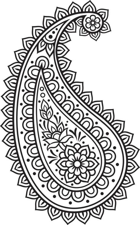 Paisley Design Drawing, Indian Art Patterns, Paisley Black And White, Indian Paisley Pattern, Indian Doodle Art, Paisley Pattern Drawing, Indian Pattern Design, Paisley Design Pattern, Paisley Drawing