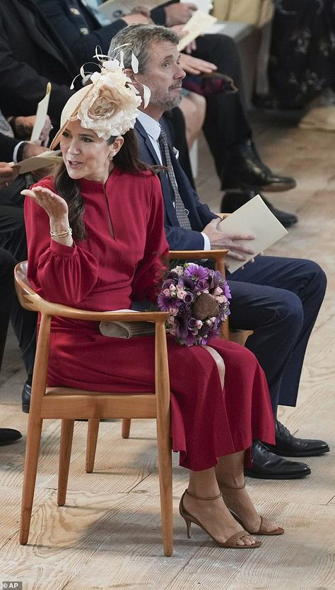 Crown Princess Mary Of Denmark, Princess Mary Of Denmark, King Queen Princess, Prince Frederick, Bathing Costumes, Christian Birthday, Red Long Sleeve Dress, Prince Frederik Of Denmark, Denmark Royal Family