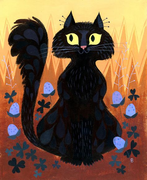 the brigette brigade Cat Sketch, Cute Animal Illustration, Canine Art, Black Cat Art, A Black Cat, Cat Art Print, Cats Illustration, Meow Meow, Cat Illustration