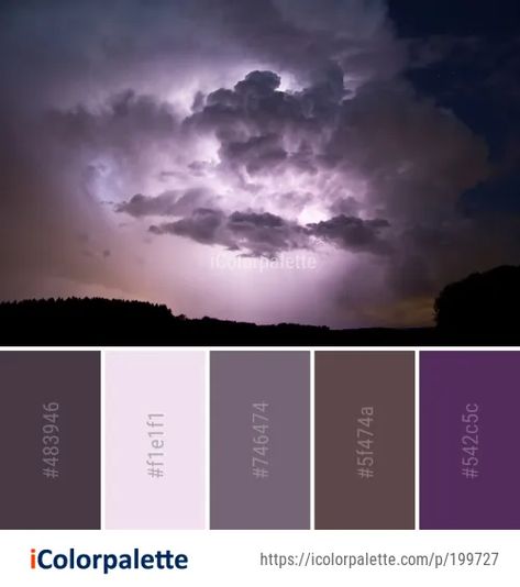 63 Storm Color Palette ideas in 2020 | iColorpalette Lightning Storm Color Palette, Thunderstorm Color Palette, Storm Color Pallette, Lightning Color Palette, Storm Color Palette, Tempest Cleric, Sherwin Williams Storm Cloud, Storm Palette, Purple Palace