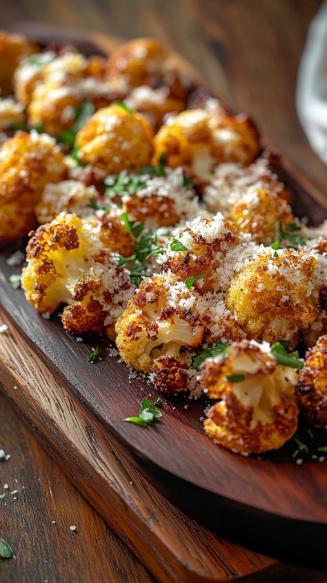 Crispy Parmesan Roasted Cauliflower Crispy Oven Roasted Cauliflower, Crispy Roasted Cauliflower, Panko Recipes, Cauliflower Roasted, Roasted Cauliflower Recipe, Keto Vegetables, Bright Line Eating Recipes, Parmesan Roasted Cauliflower, Oven Roasted Cauliflower