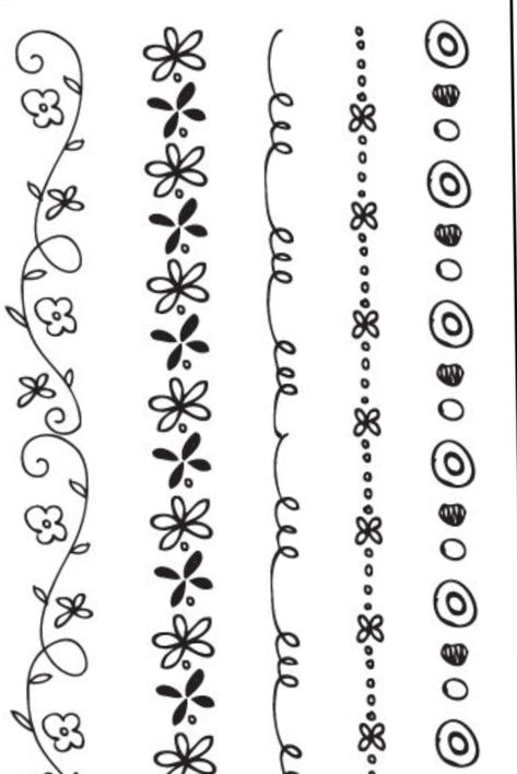 Modern Hand Embroidery Patterns, Doodle Borders, Simple Hand Embroidery Patterns, Folk Art Flowers, Floral Border Design, Diy Embroidery Patterns, Pola Kristik, Border Embroidery Designs, Border Embroidery