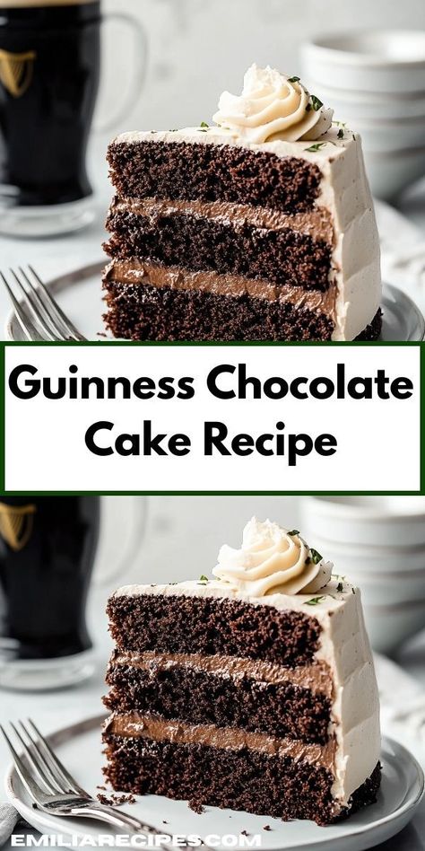 Need a simple yet impressive dessert? This Guinness Chocolate Cake is easy to prepare with minimal ingredients. Perfect for busy weeknights, it brings a touch of indulgence to your family dinner without the hassle. Guinness Chocolate Cake, Guinness Chocolate, Guinness Cake, Quick Dessert Recipes, Beer Cake, Rich Desserts, Unique Desserts, Dessert Options, Indulgent Desserts