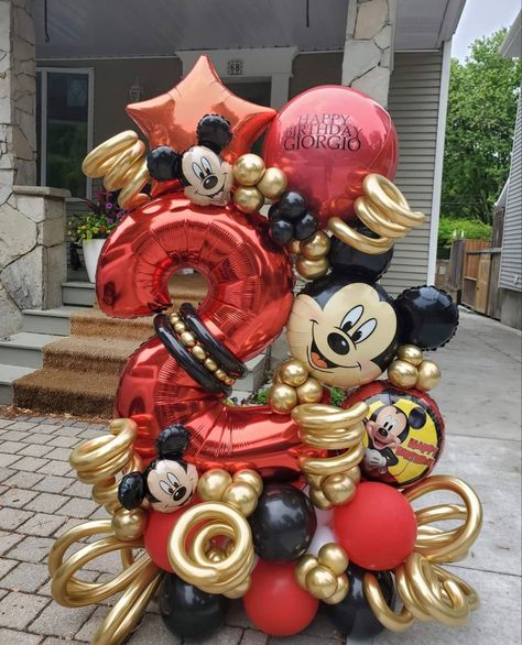 Minnie Balloon Bouquet, Mickey Balloon Bouquet, Disney Balloon Bouquet, Mickey Mouse Balloon Bouquet, Balloon Flower Decorations, Minnie Mouse Birthday Party Decorations, Mickey Mouse Balloons, Bday Party Kids, Disney Balloons