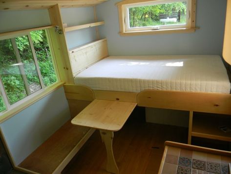 112 square feet Off Grid Tiny House with Folding Porch Roof.  I really like the combo sleeping/sitting/dining area.  The tiled kitchenette counter top is really pretty too. Off Grid Tiny House, Tiny House Company, Off Grid House, Tiny House Blog, Athens Ohio, Cabin Tiny House, Porch Roof, Off Grid Cabin, Tiny House Floor Plans