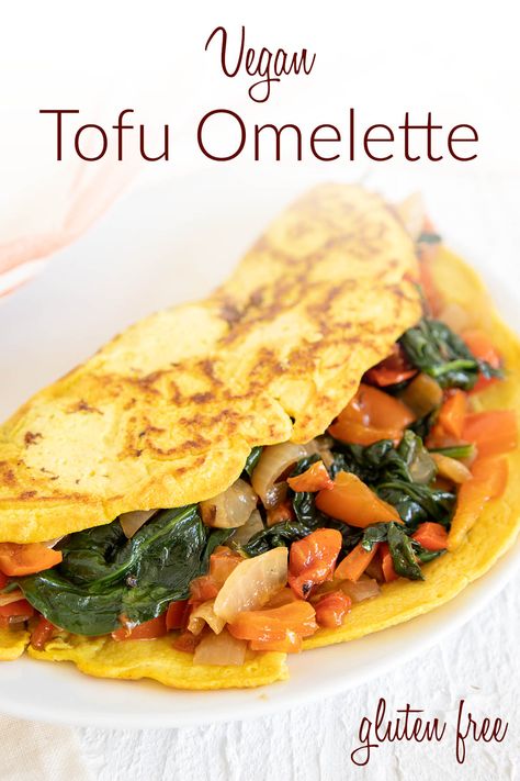 This Vegan Tofu Omelette is light and fluffy. Made in less than 15 minutes, it's an easy healthy breakfast. (gluten free) Tofu Pancakes, Firm Tofu Breakfast Recipes, Tofu Breakfast Recipes, Breakfast Tofu, Tofu Breakfast Casserole, Tofu Omelette, Chickpea Flour Omelette Vegan, Tofu Omelette Vegan, Vegan Tofu Eggs