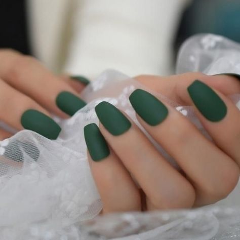 Full Nail Tips, Ballerina Coffin, Nails Matte, Nail Art Salon, Matte Green, Nail Tattoo, Ballerina Nails, Nail Length, Girls Nails