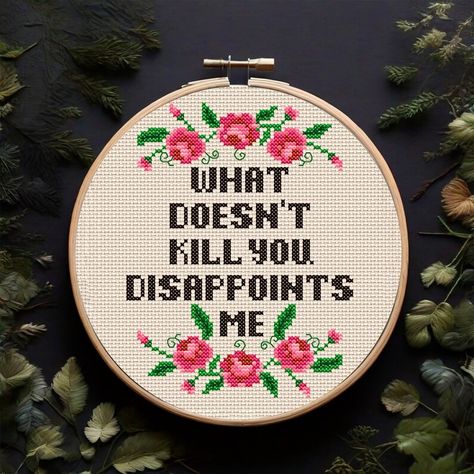 Rose Embroidery Snarky Cross Stitch Pattern PDF Sarcastic Embroidery Quotes Summer Cross Stitch Pattern PDF Room Decor Embroidery - Etsy Ukraine Sarcastic Cross Stitch, Cross Stitching Patterns, Embroidery Quotes, Cross Stitch Cute, Cross Stiching Ideas, Sarcastic Embroidery, Cross Stitching, Snarky Cross Stitch, Cool Cross Stitch