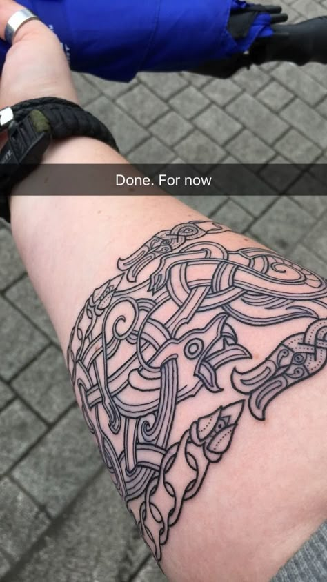 ᛟ Heathen Tattoos ᛟ — starbuckviper: Getting a new tattoo :D Still... Celtic Band Tattoo, Celtic Sleeve Tattoos, Rabe Tattoo, Band Tattoos For Men, Tattoo Sleeve Ideas, Tattoo Sleeve Filler, Tattoo Band, Irish Tattoos, Rune Tattoo