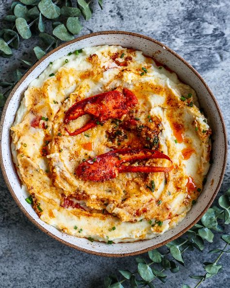 Lobster Mashed Potatoes with Viet-Cajun Brown Butter | Indulgent Eats - Dining, Recipes & Travel Lobster Mashed Potatoes Recipe, Seafood Mashed Potatoes, Lobster Potatoes, Cajun Mashed Potatoes, Gourmet Mashed Potatoes, Lobster Mashed Potatoes, Lobster Cake, Butter Mashed Potatoes, Poached Lobster