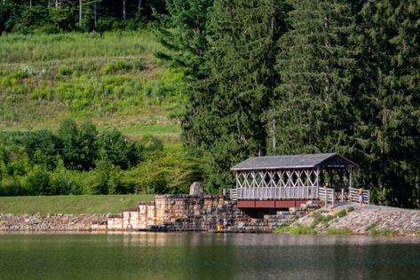 Wooden Bridge, Washington Street, Covered Bridge, Beautiful Forest, Tree Line, Hiking Trail, Going Fishing, Covered Bridges, Beautiful Lakes