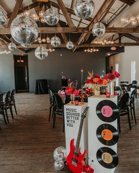 Disco Flair Rentals LLC (@discoflairrentals) • Instagram photos and videos Bridal Shower Last Disco, Disco Floor Diy, Disco Wedding Bridesmaids, Disco Ball Prom Theme, Bohemian Disco Wedding, Disco Garden Party Wedding, Disco Wedding Centerpieces, Groovy Wedding Ideas, Record Backdrop