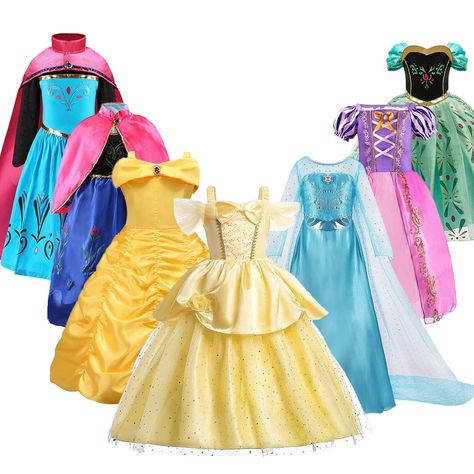 Cinderella Costume Kids, Belle Costume Girls, Birthday Clothes, Halloween Princess, Belle Costume, Elsa Costume, Cinderella Costume, Anna Dress, Dress Children