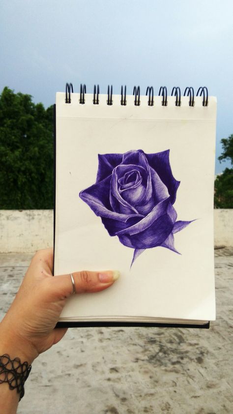 Blue rose || ball pen art Blue Ball Pen Art, Ball Pen Art, Rose Ball, Ballpoint Pen Art, 3d Sketch, Ballpoint Pen Drawing, Blue Pen, 3d Printed Jewelry, Disney Art Drawings