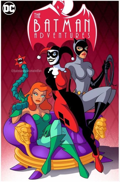 Batman Adventures, Batman Animated Series Art, Batman The Animated Series Villains, Batman The Animated Series Poster, Cat Woman And Batman Comics, Harley Quinn Batman The Animated Series, Poison Ivy Dc Comics, Harley Quinn Merchandise, Female Villains