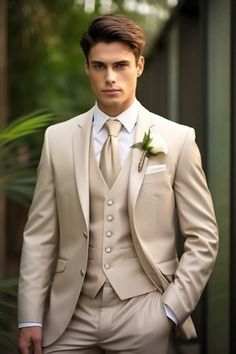 Champagne Wedding Suits For Men, Champagne Wedding Suit, Champagne Suits For Men Wedding, Debs Suits, Champagne Suits For Men, Groom Suit For Wedding, Suits Men Groom, Three Piece Suit Mens Wedding, Champagne Suit