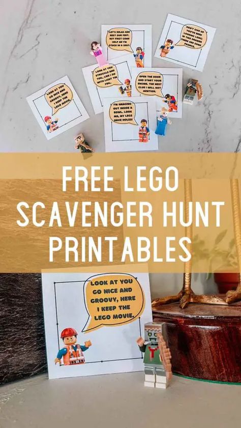 This free Lego scavenger hunt printable with 18 clues and a blank page of 6 is going to have all your lego fans giggling and having fun. Lego Treasure Hunt, Lego Scavenger Hunt, Lego Printable Free, Scavenger Hunt Ideas For Kids, Lego Printables, Scavenger Hunt Printable, Scavenger Hunt Birthday, Scavenger Hunt Clues, Lego Challenge