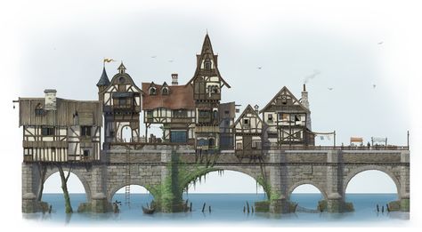 Fantasy Reference, Architecture Degree, Fantasy Settings, Buildings Art, Fantasy Story Ideas, Medieval House, Floating Islands, Fantasy Architecture, Architecture Blueprints