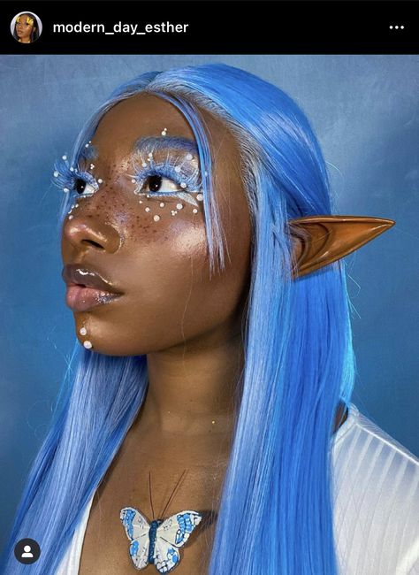 JPMorgan on Twitter: "Since black people are constantly being told they don’t “fit the aesthetic” to play mythical roles in Hollywood, someone created black fae day! Iktr ✨👑 #BlackFaeDay… https://t.co/jlHrTY0aC0" Fairy Makeup On Black Women, Woodland Makeup, Ashnikko Concert, Black Fae Day, Fairy Makeup Looks, Colored Brows, Fae Fashion, Edc Makeup, Black Fae